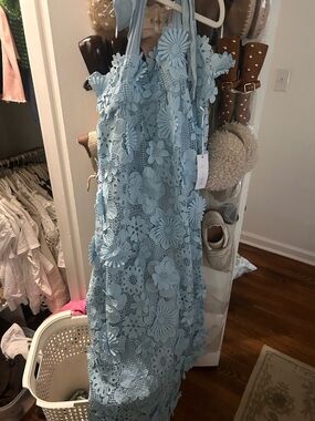 J Marie Light Blue Floral Dress- new with tags